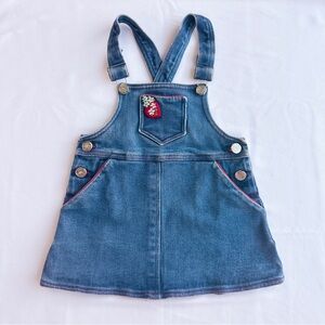 Love & Kisses Vintage Floral Heart Embroidered Overall Dress 🌹 Size 18-24 Months